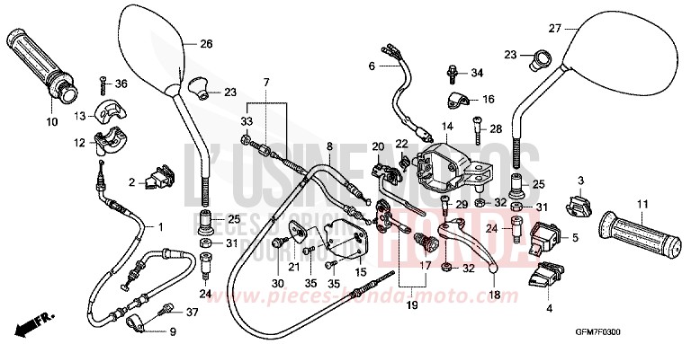 HANDLE LEVER/SWITCH/CABLE (NHX110WH8) for NHX 110 CANDY LUCID RED (R264) from 2008